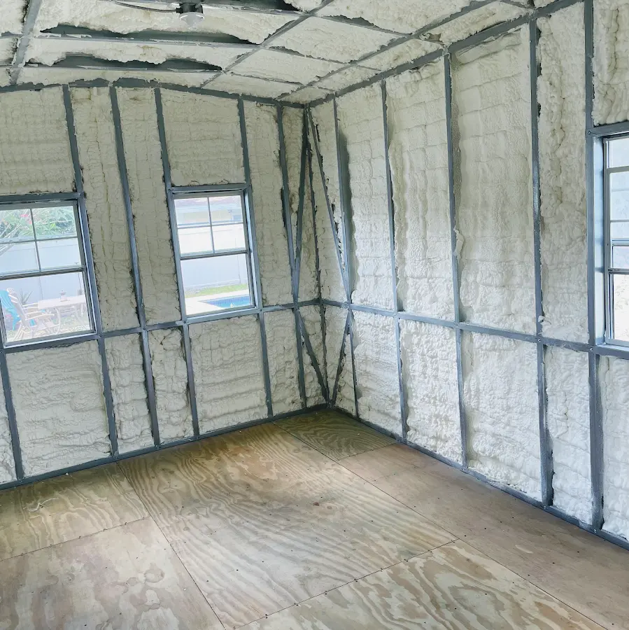 Closed-cell spray foam insulation applied to wall cavities in a residential project in Maidencreek