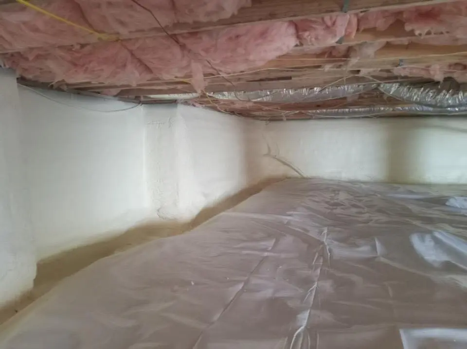 Crawl space encapsulation with closed-cell spray foam for Storm Damage Roof Repair in Maidencreek